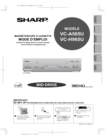 VC-A565U/H965U | VC-H965U | Sharp VC-A565U Manuel du propriétaire | Fixfr