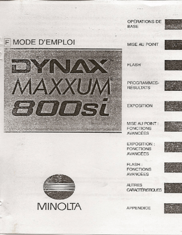 Minolta DYNAX MAXXUM 800SI Manuel du propriétaire | Fixfr