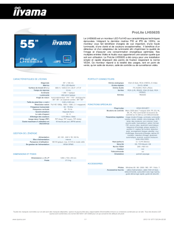 iiyama PROLITE LH5563S Manuel du propriétaire | Fixfr