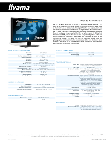 iiyama PROLITE X2377HDS Manuel du propriétaire | Fixfr