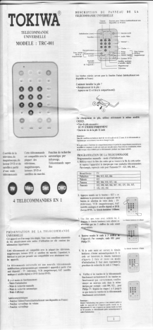 TOKIWA TRC-001 Manuel du propriétaire | Fixfr