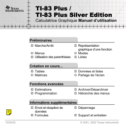 Texas Instruments TI-83 Plus Silver Edition Manuel du propriétaire