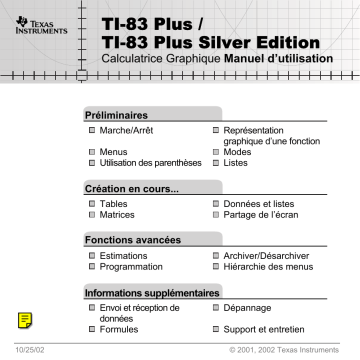 Texas Instruments TI-83 Plus Silver Edition Manuel du propriétaire | Fixfr