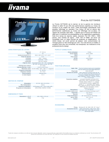 iiyama PROLITE X2775HDS Manuel du propriétaire | Fixfr