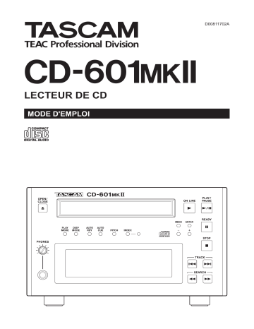 Tascam CD-601MKII Manuel du propriétaire | Fixfr