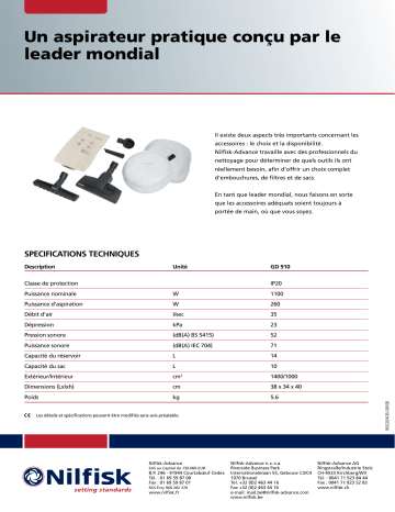 Nilfisk GD 910 Manuel du propriétaire | Fixfr