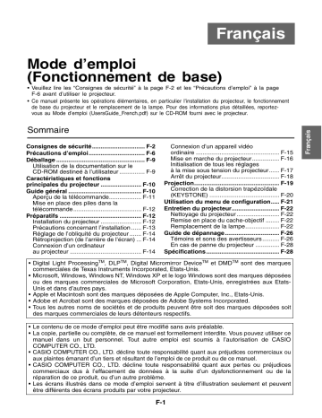 Casio XJ-360 Manuel du propriétaire | Fixfr