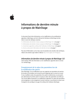 Apple MAINSTAGE 1.0.1 Manuel du propriétaire