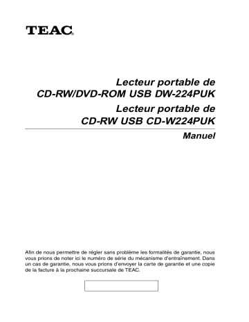 TEAC DW-CD224PU Manuel du propriétaire | Fixfr