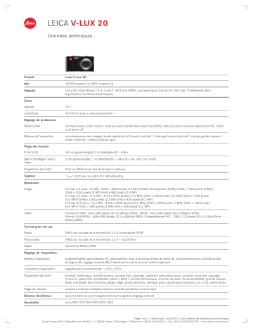 Leica V-Lux 20 Manuel du propriétaire | Fixfr