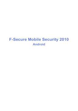 F-SECURE MOBILE SECURITY 2010 FOR ANDROID Manuel du propriétaire