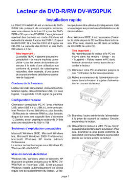 TEAC QUICK DV-W50PUK Manuel du propriétaire