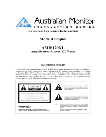 AUSTRALIAN MONITOR AMIS120XL Manuel du propriétaire | Fixfr