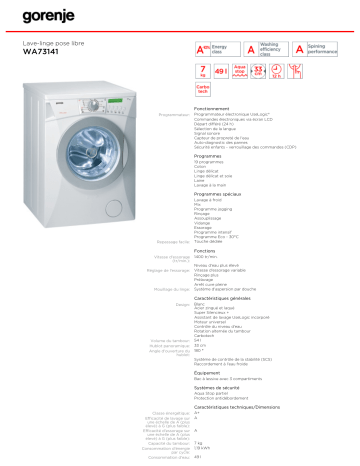 Gorenje WA73141 Manuel du propriétaire | Fixfr