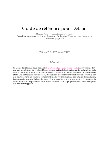 DEBIAN DEBIAN Manuel du propriétaire | Fixfr