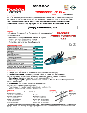 Dolmar DCS5000S45 Manuel du propriétaire | Fixfr