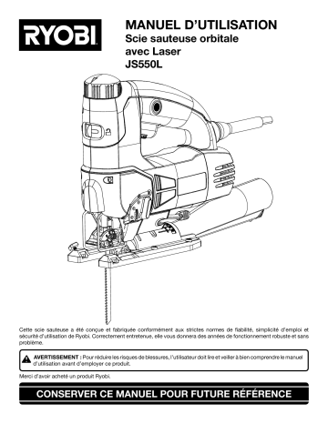 Ryobi JS550L Manuel du propriétaire | Fixfr