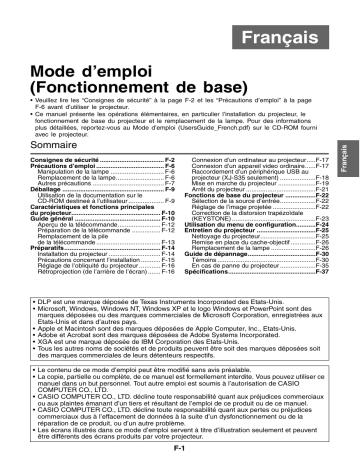 XJ-S30 | Casio XJ-S35 Manuel du propriétaire | Fixfr