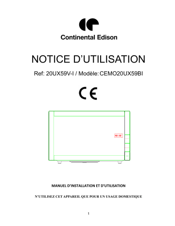 MO20LEDSMO20RVMO20MO25SG13SMO28UX67M | CEMOC34IXE | 20UX59V-I | CONTINENTAL EDISON CEMO23UX04CEMO23UX94CEMO20EBCEMO25GEBCEMO28UX94MCEMO34CEB Manuel du propriétaire | Fixfr