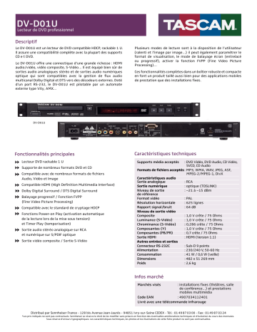 Tascam DV-D01U Manuel du propriétaire | Fixfr