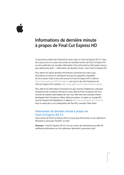 Apple FINAL CUT EXPRESS HD 3.5 Manuel du propriétaire