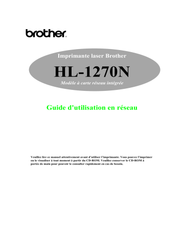 Brother HL-1270N Manuel du propriétaire | Fixfr