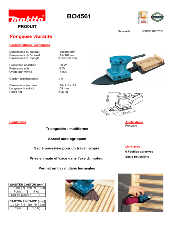 Makita BO4561 Manuel du propriétaire | Fixfr