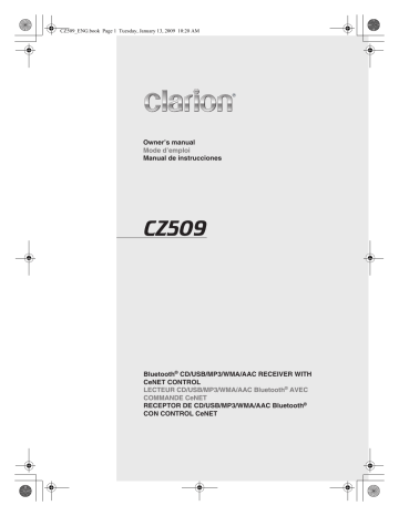 Clarion CZ509 Manuel du propriétaire | Fixfr