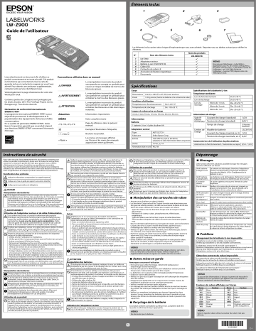 Epson LABELWORKS LW-Z900 Manuel du propriétaire | Fixfr