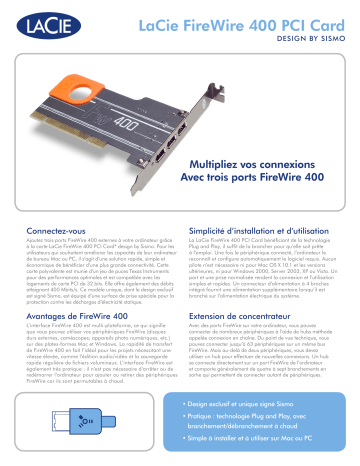 LaCie FIREWIRE 400 PCI Card Manuel du propriétaire | Fixfr