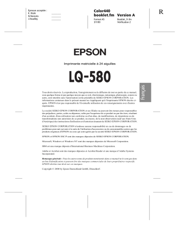 Epson LQ-580 Manuel du propriétaire | Fixfr