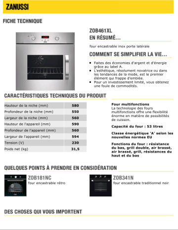 Zanussi ZOB461XL Manuel du propriétaire | Fixfr