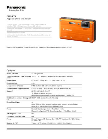 Panasonic LUMIX DMC-FT1 Manuel du propriétaire | Fixfr