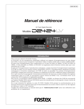 Fostex D2424LV Manuel du propriétaire | Fixfr