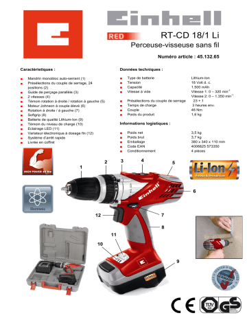 EINHELL RT-CD 18-1 LI Manuel du propriétaire | Fixfr