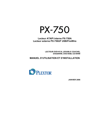 Plextor PX-750A Manuel du propriétaire | Fixfr