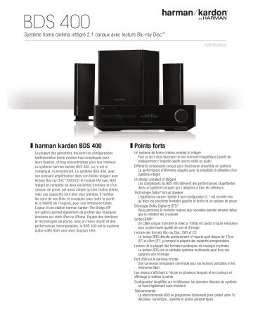 Harman Kardon BDS 400 Manuel du propriétaire | Fixfr