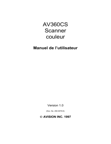 Avision AV360CS Manuel du propriétaire | Fixfr