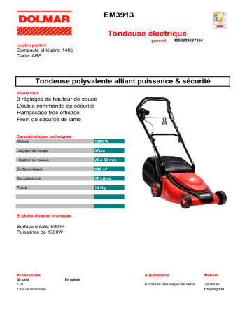 Dolmar EM3913 Manuel du propriétaire | Fixfr