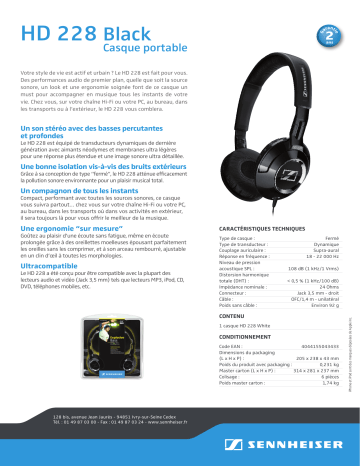 Sennheiser HD 228 BLACK Manuel du propriétaire | Fixfr