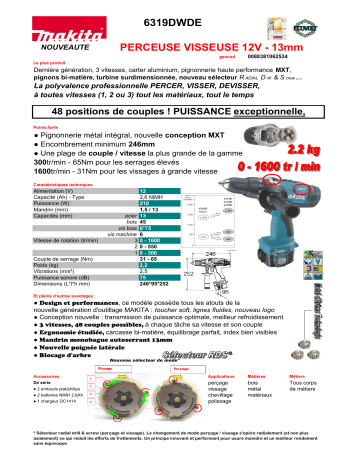 Makita 6319DWDE Manuel du propriétaire | Fixfr