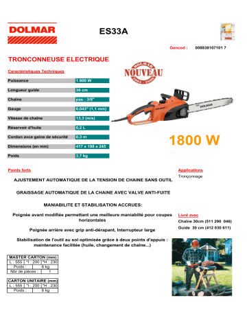 Dolmar ES33A Manuel du propriétaire | Fixfr