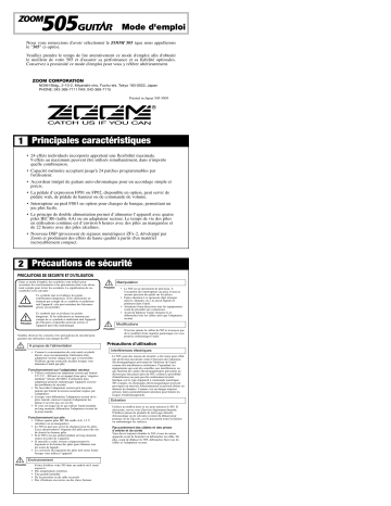 Zoom 505 Manuel du propriétaire | Fixfr