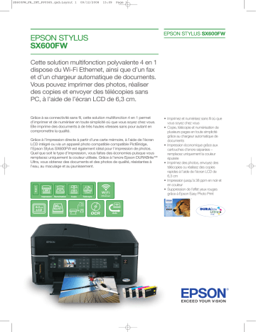 Epson STYLUS SX600FW Manuel du propriétaire | Fixfr