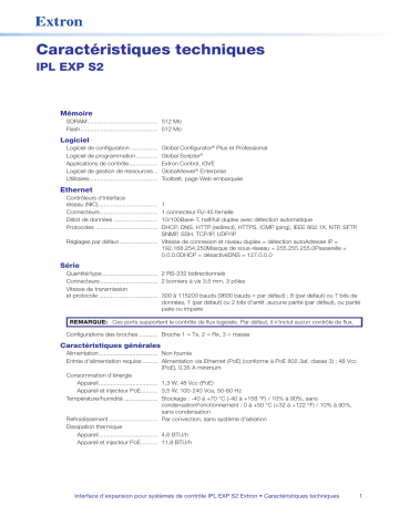 Extron IPL EXP S2 spécification | Fixfr