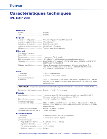 Extron IPL EXP 200 spécification | Fixfr