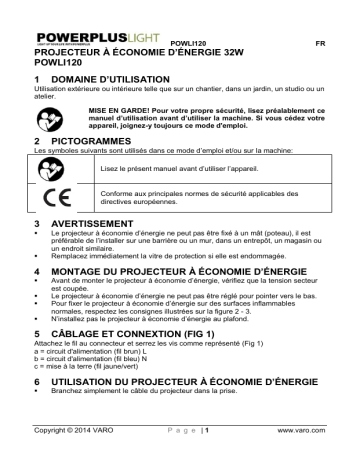 Powerplus POWLI120 - ENERGY SAVING FLOODLIGHT Manuel du propriétaire | Fixfr