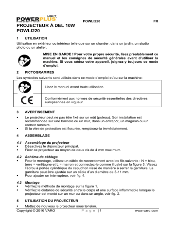 Powerplus POWLI220 - LED FLOODLIGHT Manuel du propriétaire | Fixfr