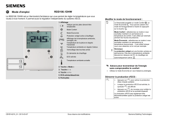 Siemens RDD100.1DHW Manuel du propriétaire | Fixfr