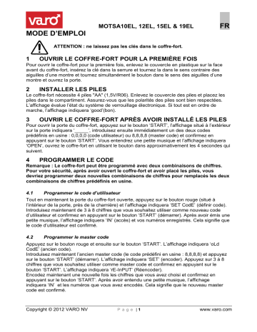 MOTSA12EL | MOTSA10EL | MOTSA15EL | VARO MOTSA19EL Manuel du propriétaire | Fixfr